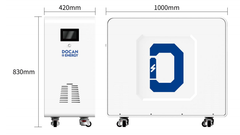 moon 48kwh battery dimensions 1000 by 420 by 830mm